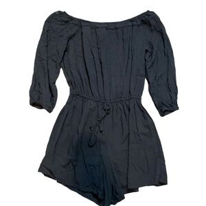 Abercrombie & Fitch Womens Black Off The Shoulder Drawstring Romper Size Medium